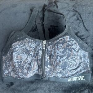 Victoria's Secret Black and Gray Floral Sports Bra